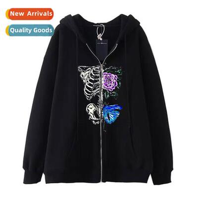 Dark Hip Hop Gothic Harajuku Y2k Sternum Butterfly Zipper Ho