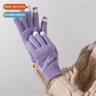 gloves thickened outdoor Winter finger warm leakage womens