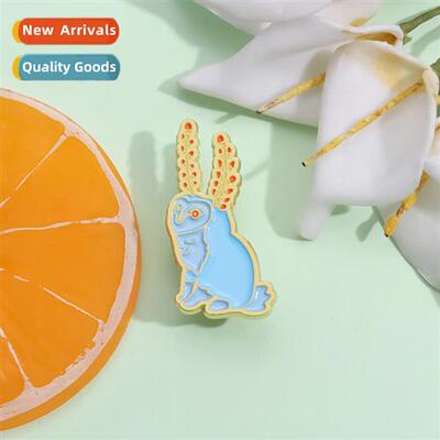 Carto animal series badges cute blue metal owl shape lacquer