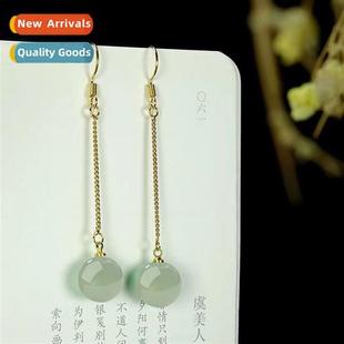 imati green earrings Palace female 10mm jade Hanfu field