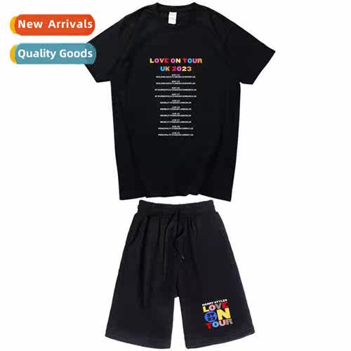 Love  Tour 2023 Letter Printed T-shirt Set Summer Casual Men