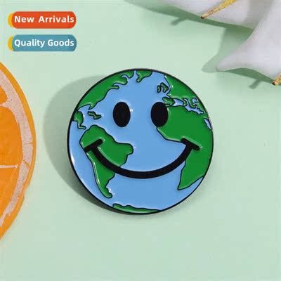 Creative Earth Series Alloy Brooch Persalized Smiley Face Cu
