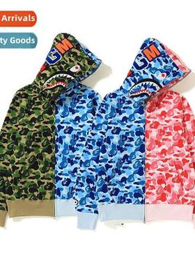 Japanese Tide Sharkpin Splicing Zipper Jacket Mens  Womens C