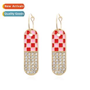 Exaggerated inlaid diamd retro earrings fashi baking paint t