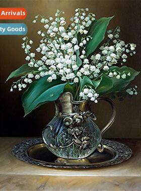 Diamd painting new DIY flower vase full  round diamds hmade