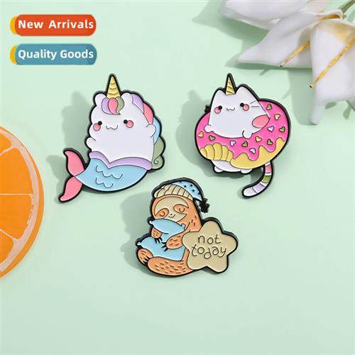 Carto cute mermaid alloy brooch creative persaly design anim
