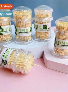 Envirmentally friendly bamboo toothpicks transparent bucket