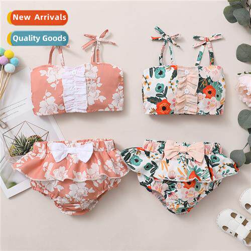 Girls childrens spring  fall  2022 new n flowers printed hal