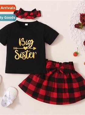 Girls spring  fall  2021 new n letters printed short-sleeved