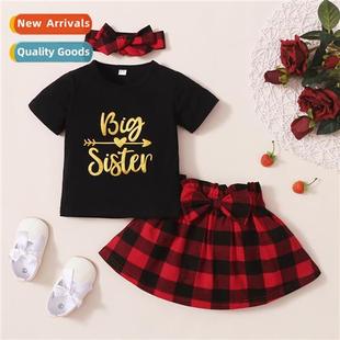 2021 new short spring sleeved printed fall letters Girls