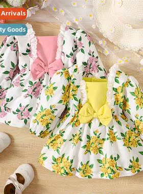 Girls Spring  Autumn 2023 New n Flower Printed Lg Sleeve Pri