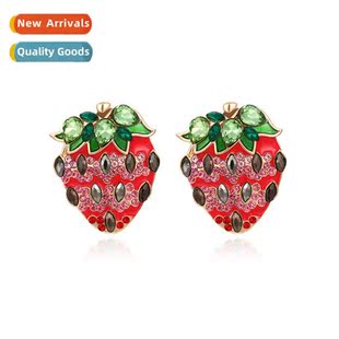 diamds strawberry New retro alloy earrings fashi creative