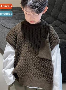 Childrens clothing boys winter sweater vest 2023 new childre