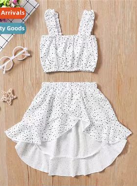 Girls spring  fall  2020 new n halter smocked top + irregula