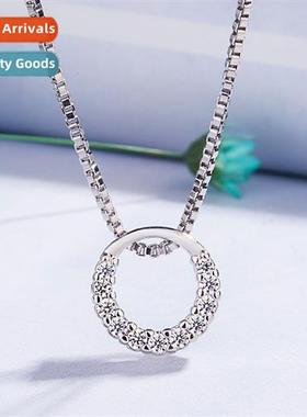 n new round diamd zirc pendant re diamd necklace collarbe ch