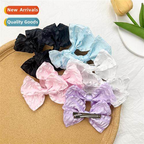 Candy-coloured ruffled skirt bow hair clips sweet girl side