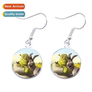 Carto Shrek Earrings Glass Caboch Dome Dangle Jewellery Earr