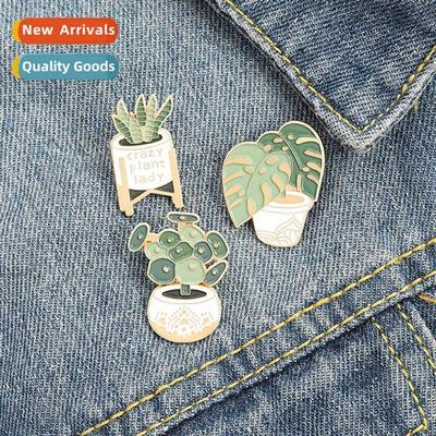 Cute carto potted plant brooch Tortoise Bamboo Cactus Aloe V
