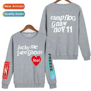 fashi casual printed Round hoodie sweatshirt fleece Men neck