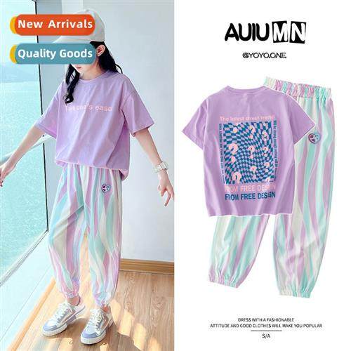 2023 summer new childrens short-sleeved lg pants casual spor