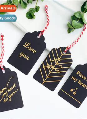 100pcs high-grade black hot stamping wave flower head hangta