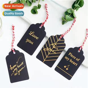 100pcs high-grade black hot stamping wave flower head hangta