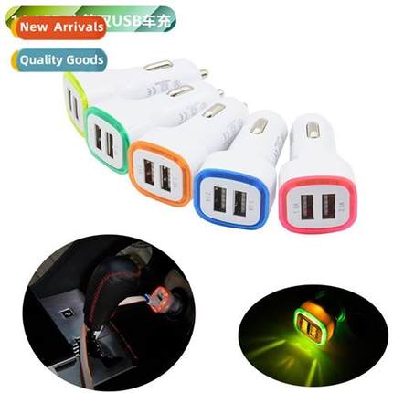 Dual usb car charger square rocket LED luminous 2.1a dual po