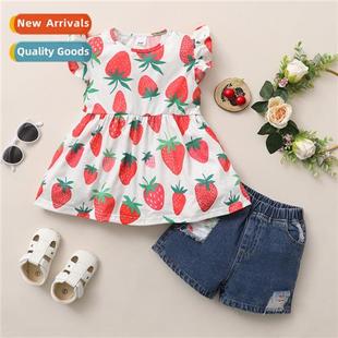 fall 2022 new Girls sleeveless spring strawber childrens