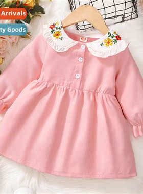 Girls Spring  Autumn 2021 new n embroidery round neck persal