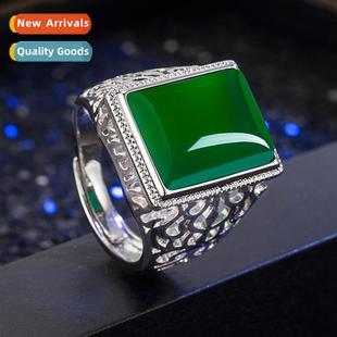 green agate ring Vintage chrysoprase style mens gemst ethnic
