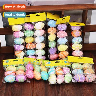New Easter Day Decorati 4*6cm Foam Eggs Card Head pp Bag Col