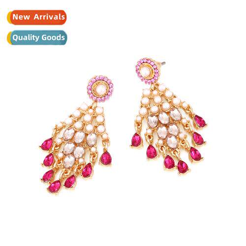 retro court style alloy inlaid pearl earrings persaly temper