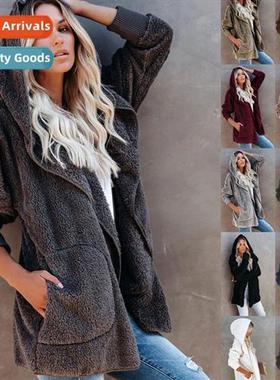 2022 Autumn Womens Lg Sleeve Jacket Casual Hooded Solid Colo