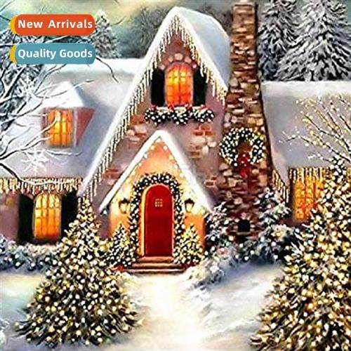 Cross Stch New DIY Snowy Cottage Full Stch Simple Hmade Thre