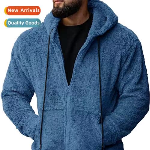 2023 Fall Mens Plush Cardigan Hooded Jacket