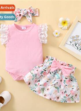 Girls spring  autumn  2021 new n lace sleeveless solid color