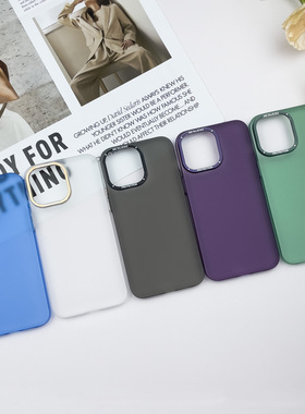 适用iPhone15Promax light pupil frosted PC phone case metal 1
