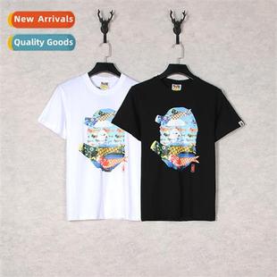 head goldfish koi Japanese short apes printing sleeved tide