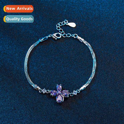 Japan  simple bracelet female niche   four-leaf clover ameth