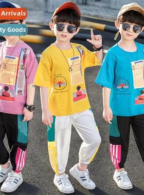 2023 Childrens short-sleeved pants su summer thin secti  boy