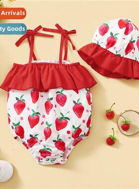 Girls spring  fall  2022 new n sleeveless halter strawberry