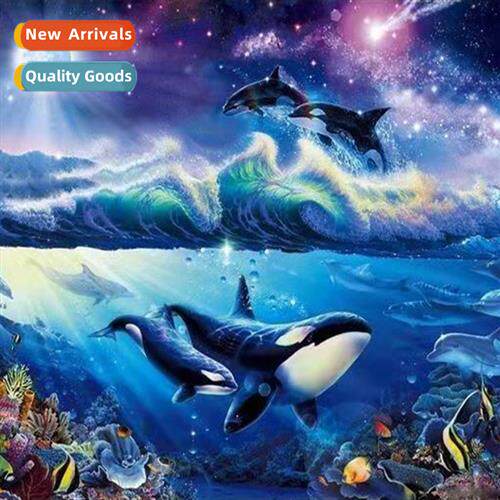 Cross Stch New DIY Underwater Whale Dolphin Full Stch Simple