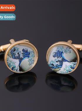 New Accessories Sea Wave Time Gemste Mens Cufflinks Metal Fr
