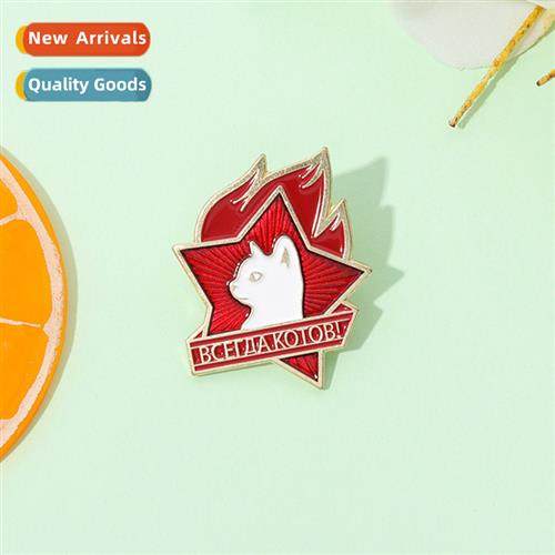 New pentagram shape carto cat brooch cute carto whe kten met