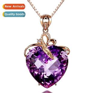 heart shaped rose silver female plated pendant amethyst