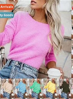 2021 Womens New Solid Color Fashi Lg Sleeve Cashmere Sweater
