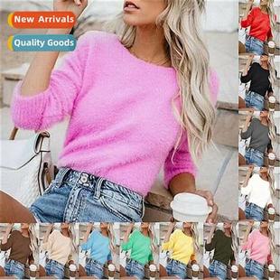 2021 Womens New Solid Color Fashi Lg Sleeve Cashmere Sweater