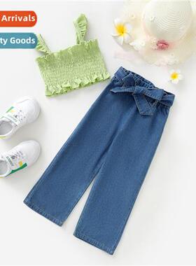 Girls spring  autumn  2022 new n solid color halter top + de