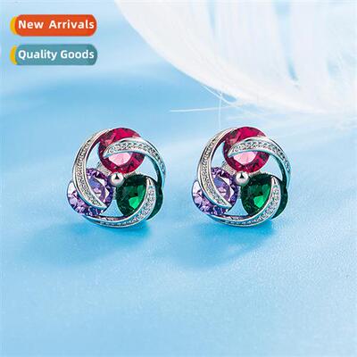 Clover windmill zircia earrings female      inlaid diamd mul