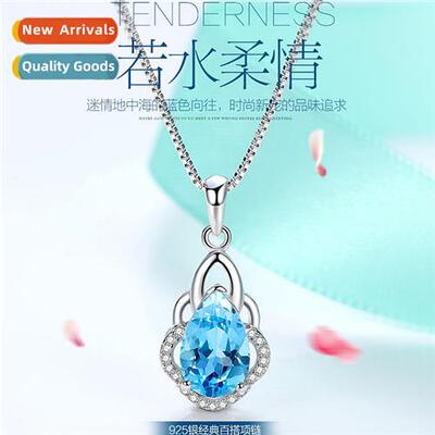 n fashi silver plated necklace imati topaz pendant female wa
